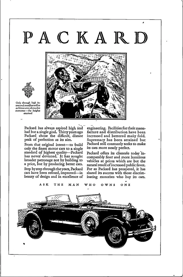 Packard Automóvil Vintage 1927 Anuncio Impreso Transporte Coche Efímero Foto 1 de 1