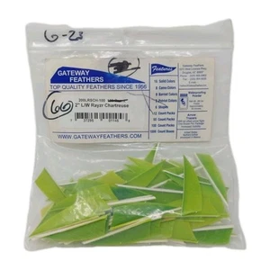 66 Count Gateway Feathers 2" Left Wing: Rayzr Chartreuse Green 200LRSCH - Picture 1 of 4