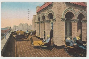 Sedia a sdraio Ocean HOTEL LUDY Atlantic City NJ S. Carolina Ave cartolina lino 1935 - Foto 1 di 2