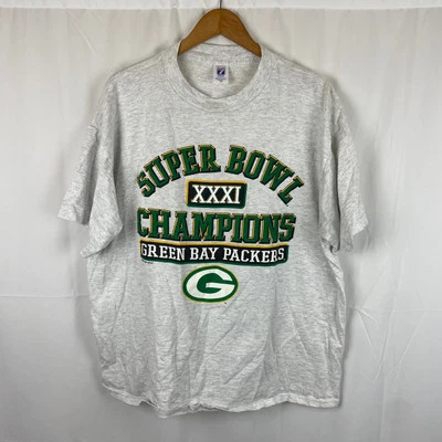Logo 7 Super Bowl XXXI Green Bay Packers Vintage Gray T-Shirt Short Sleeve XXL - Image 1 of 4