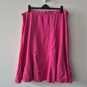 Ladies Skirt Size 20 Linen Blend Marks And Spencer Pink A Line Summer Casual - Picture 1 of 9