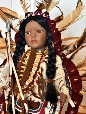 Muñeca de porcelana nativa americana Geppeddo Dolls of the World, Takoda” Foto 1 de 4