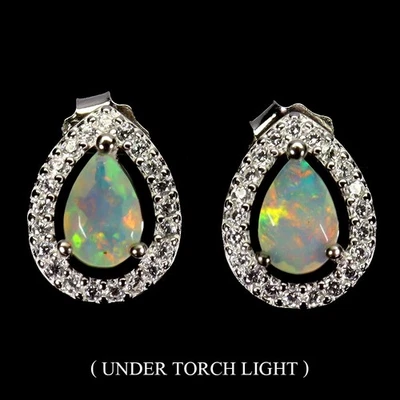 Pendientes de plata esterlina Black Friday pera ópalo de fuego 6x4 mm joyería gema natural Foto 1 de 4