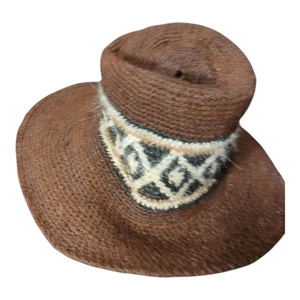 Vtg Handmade Alpaca Wool Fedora Hat Hobo Boho Anthropologie Peruvian Artisan Kni - Picture 1 of 7