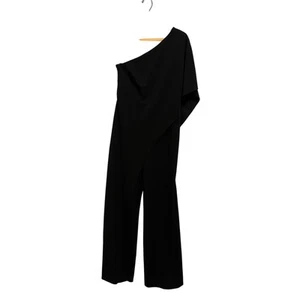 Lauren Ralph Lauren Cape Georgette One Shoulder Jumpsuit Womens 8 Black Luxury - Picture 1 of 18