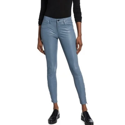 Calça J BRAND 100% tingida de couro de cordeiro elástica com zíper tornozelo cintura média tornozelo 28 - Imagem 1 de 4