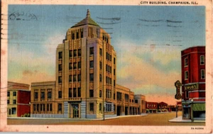 City Building, Champaign, Illinois postcard. Posted 1944 Monticello, Illinois. - Picture 1 of 2