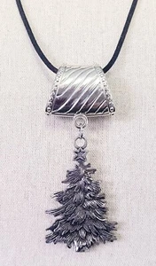 Collar grande de anillo bufanda colgante de árbol de Navidad de tono plateado - Imagen 1 de 6