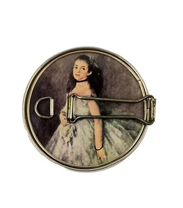 Vintage Girl Round Double Sided Mirror Compact Vanity Stand Hangs - Picture 1 of 6