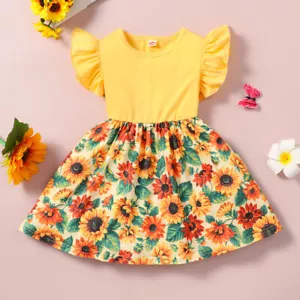 Toddler Baby Girls Floral Dress Summer Kids Skirt Flying Sleeve Casual Costumes - Picture 1 of 8