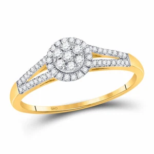 10kt Yellow Gold Womens Round Diamond Flower Cluster Ring 1/5 Cttw - Picture 1 of 1