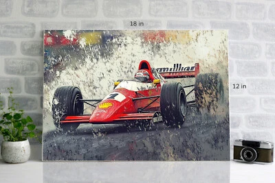 Abstract F1 Car Canvas Wall Art Print Ready To Hang Stretched Over A Frame - Image 1 of 4
