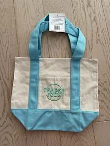 Trader Joe's Mini Tote Bag Pastel Blue Spring Limited Edition - Picture 1 of 2