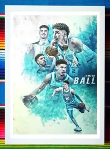 Framed CHARLOTTE HORNETS NBA Basketball Poster LAMELO BALL - 45cm x 32cm x 3cm - Bild 1 von 4