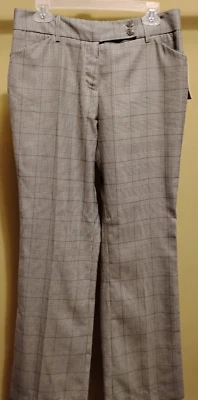 NWT $79 Bogari Women's Gray Burgundy Plaid Straight Leg 75% Silk Pants Size: 10 - Image 1 of 3