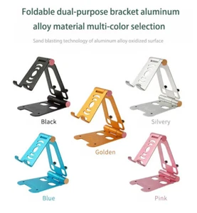Universal Cell Phone Tablet Desk Stand Holder Mount Cradle Adjustable Foldable - Picture 1 of 14