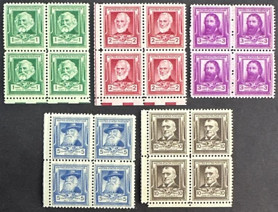 US 1940 SCOTT #864-868 Set of 5 Blocks of 4 MNH OG Famous American Poets - Image 1 of 2