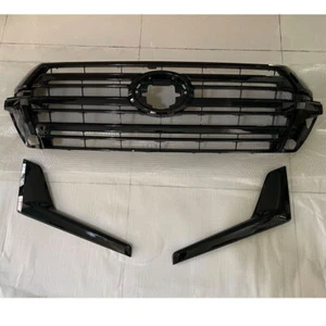 Front Bumper Center Grill Decor For Toyota Land Cruiser LC200 2016-2020 Black 3P - Picture 1 of 8
