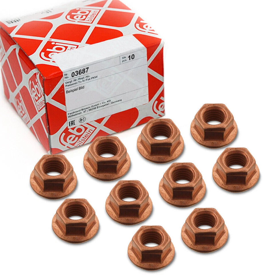 10X FEBI BILSTEIN M8 x 1,25 MUTTER ABGASKRÜMMER KRÜMMER 03687 - Bild 1 von 1