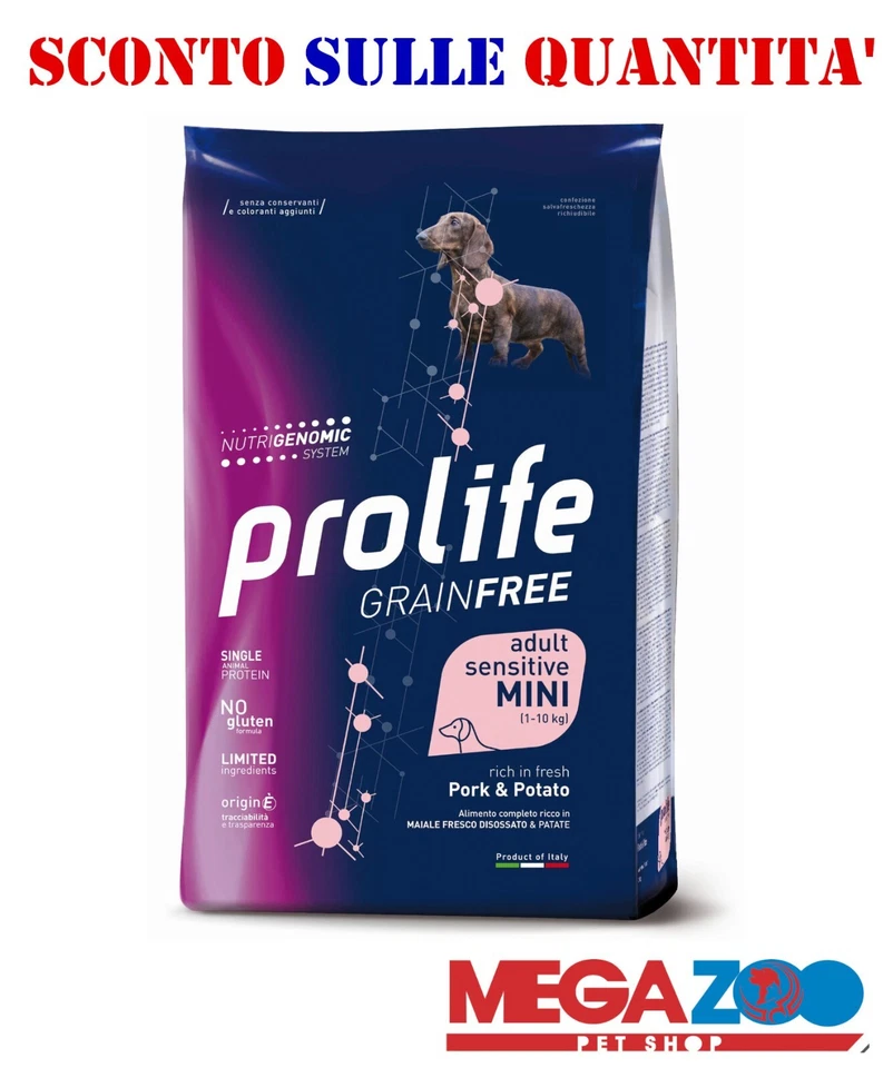 Prolife Grain Free Cane Adult Sensitive Mini Maiale e Patate 7 kg - Immagine 1 di 1