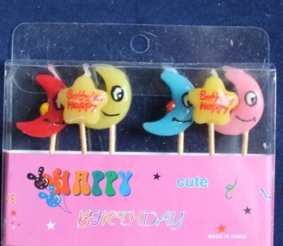 2 paquetes de 6 velas de feliz cumpleaños LUNA Y ESTRELLAS Foto 1 de 2