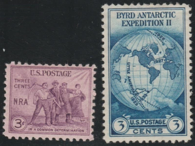 US 1933 SC# 732, 733 - National Recovery Act - Byrd Antarctic - M-H Lot # 23 - Image 1 of 2