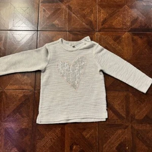 Cozy Gray Long Sleeve Baby Sweater with Sparkly Heart Design Jessica Simpson - Picture 1 of 3