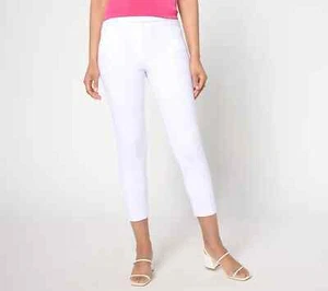 Susan Graver Status Stretch Ponte Knit Crop Pants-White-Petite Small-NEW-A634116 - Picture 1 of 2