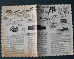 1960s Era Arkansas Missouri US Highway 62 map placemat Indian trading post too-- - Picture 1 of 1