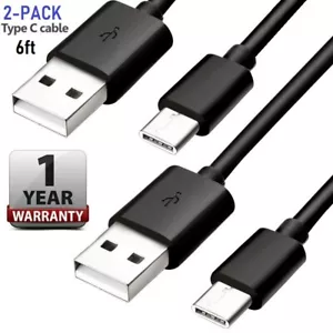Cable de PVC USB negro tipo C de 6 pies (2M) para Samsung Galaxy S8 S9 S10 NOTE9 NOTE10,TS - Imagen 1 de 10