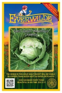 500 Early Jersey Wakefield Cabbage Seeds - Everwilde Farms Mylar Seed Packet - Picture 1 of 3
