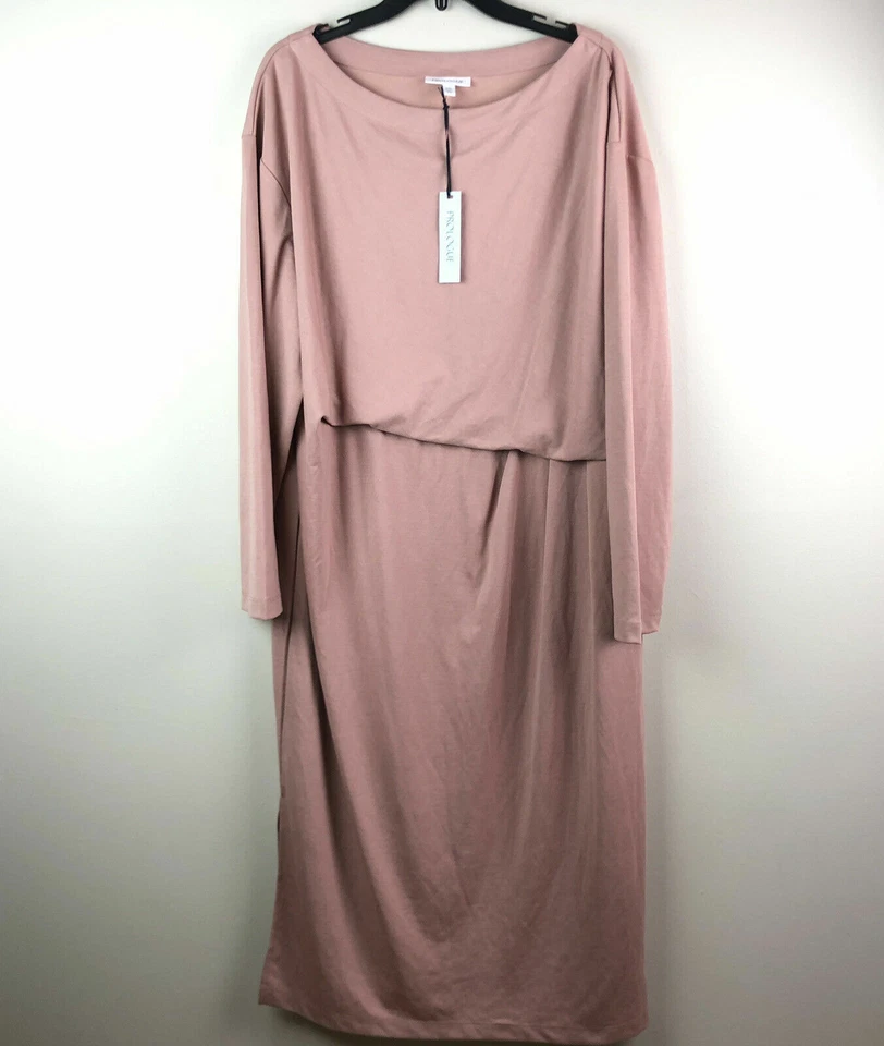 Prologue Dress Sz Large Knit Midi Golden Copper Long Sleeve Side Slits