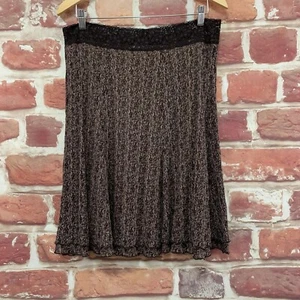 Cabi Skirt Womens Large Brown Floral Lace Stretchy Waist Casual Work Pull On - Picture 1 of 8