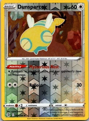 Dunsparce 207/264 SWSH08: Fusion Strike Uncommon Reverse Holo NM - Image 1 of 2