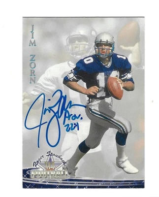JIM ZORN 1994 TED WILLIAMS ROGER STAUBACH'S FOOTBALL BLUE INK AUTO $40 SEAHAWKS - Image 1 of 2