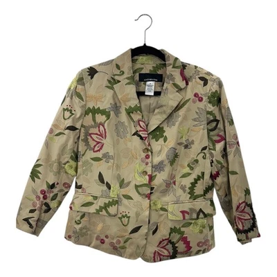 Jones New York Women's Beige Floral Embroidered Blazer Jacket Size 8 - Image 1 of 4