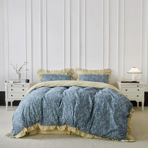 Teal Botanical Duvet Cover King 100% Cotton 3 Pcs Set 1 Colorful Flower Farmh... - Bild 1 von 7