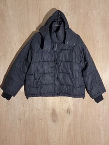 hm Puffer Jacke Damen Gr. XS abnehmbarer Hoodie durchgehender Reißverschluss Taschen schwarz - Bild 1 von 13