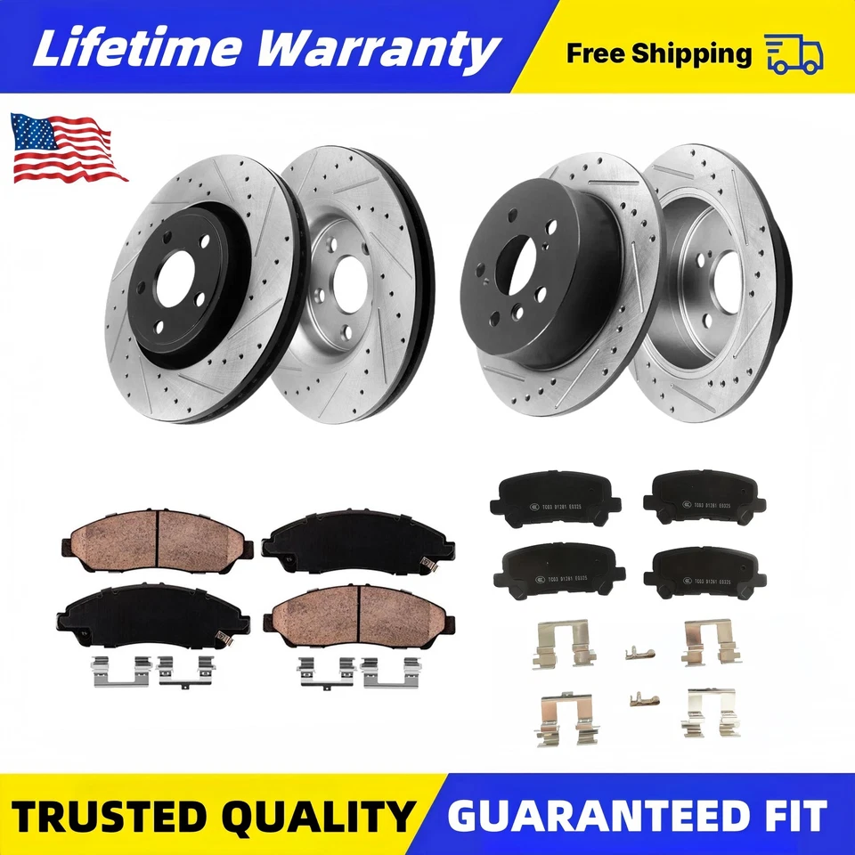 Front Rear Disc Rotors Brake Pads Kit for 2009 - 2013 Honda Pilot Acura MDX ZDX - Image 1 of 4
