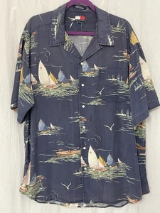 Tommy Hilfiger Herren Segel Print Kurzarm Segelboot Doppeldecker Hemd XL - Bild 1 von 3