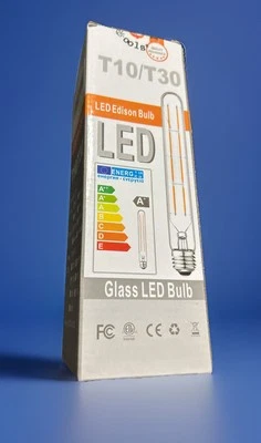 4 Pack LED Edison Bulb T10/T30 Glass Energy Efficient Light - Image 1 of 4