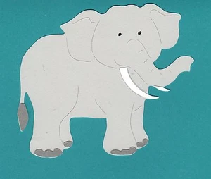 Cortes troquelados de elefante - en capas - 3 piezas. - 4 in. x 4,75 in - álbum de recortes, tarjeta, zoológico - Imagen 1 de 1