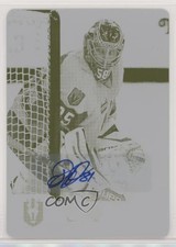2020 Upper Deck AHL Printing Plate Yellow Achievements 1/1 Oscar Dansk Auto 0k4k