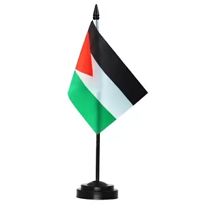 Anley Palestine Deluxe Desk Flag Set - 6 x 4 Inch Miniature Palestinian Flag - Picture 1 of 7