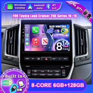 For Toyota Land Cruiser 200 Series 16~19 Android 14 CarPlay Car Stereo DAB+QLED - Picture 1 of 18