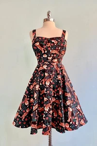 Eva Rose Fold Over Sleeveless Fit & Flare Pinup Dress Pockets Tiger Print Sz M - Picture 1 of 13