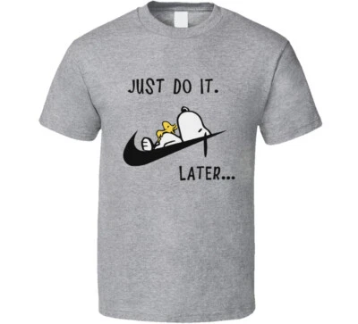 Camiseta Snoopy Dog Just Do It Later Lazy Woodstock Foto 1 de 2