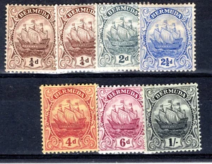 Bermuda 1910 between 44 & 51 ships set crn CA wmk vals to 1/- fine inc shades - Picture 1 of 1