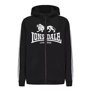 Lonsdale Zip Hoodie Hooded Top Mens Black / White 2X Large - Picture 1 of 4