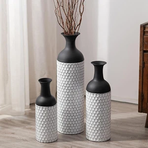 Modern Black and White Tall Floor Vases Set of 3 for Home Decor - Picture 1 of 9